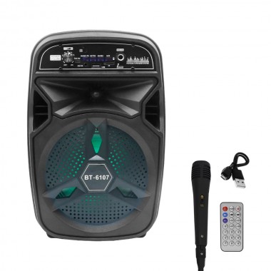 Σύστημα Karaoke 6.5" Bluetooth με Ενσύρματο Μικρόφωνο και FM, USB, AUX, TF BT-6107 Μαύρο