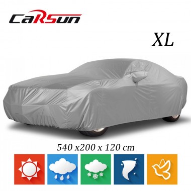 Κουκούλα Αυτοκινήτου για Sedan X-Large Αδιάβροχη με Φίλμ Αλουμινίου - Λάστιχο και Ιμάντες 540x200x120cm CarSun CD-064-XL Ασημί