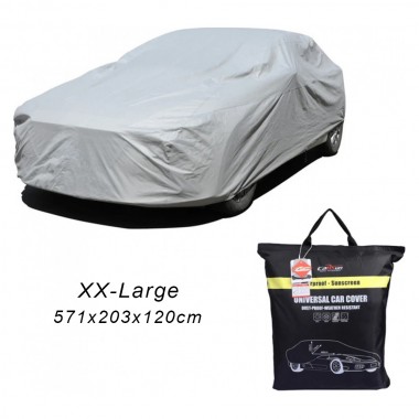 Κουκούλα Αυτοκινήτου για Sedan XX-Large Αδιάβροχη με Φίλμ Αλουμινίου - Λάστιχο και Ιμάντες 571x203x120cm CarSun CD-065-XXL Ασημί