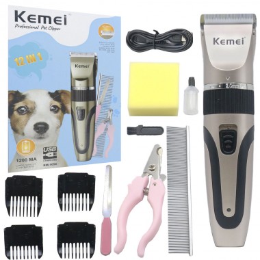 Σετ Κουρέματος και Περιποίησης για Σκύλους Kemei KM-1056 Μαύρο-Χρυσό
