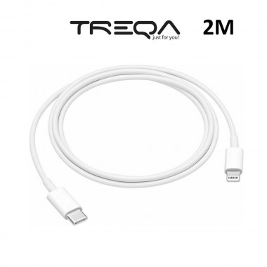Καλώδιο Γρήγορης Φόρτισης και Μεταφοράς Δεδομένων 2m Type-c σε Lightning Treqa CA-2014 Λευκό