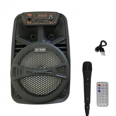 Σύστημα Karaoke 6.5" Bluetooth με Ενσύρματο Μικρόφωνο και FM, USB, AUX, TF BT-6106 Μαύρο