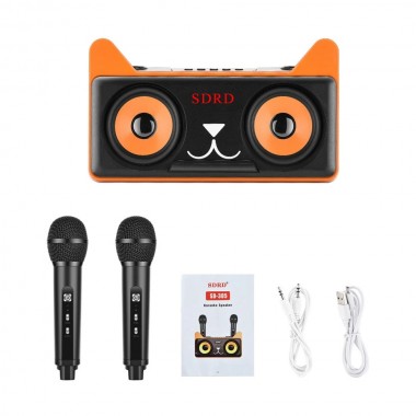 Σύστημα Karaoke με Ασύρματα Μικρόφωνα και SD, USB, AUX, TF SD-305 Μαύρο