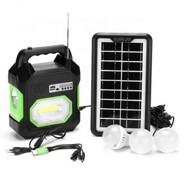Ηλιακό Σύστημα Φωτισμού με 3 LED Λάμπες - Ραδιόφωνο - MP3 - BT και Ηλιακό Πάνελ GD-15