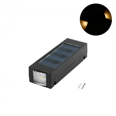 LED Αδιάβροχο Ηλιακό Επιτοίχιο Φωτιστικό με Ενσωματωμένο Πάνελ σε Θερμό Λευκό Φωτισμό PM-0108 Μαύρο