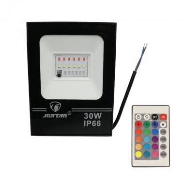 LED Αδιάβροχος Προβολέας 30W με Ασύρματο Τηλεχειριστήριο 18 SMD 1500LM 220V RGB IP66 JORTAN-TP30W