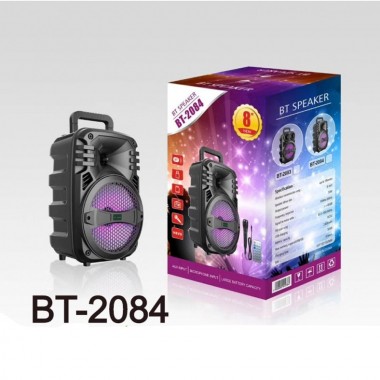 Σύστημα Karaoke 8" Bluetooth με Ενσύρματο Μικρόφωνο και FM, USB, AUX, TF BT-2084 Μαύρο