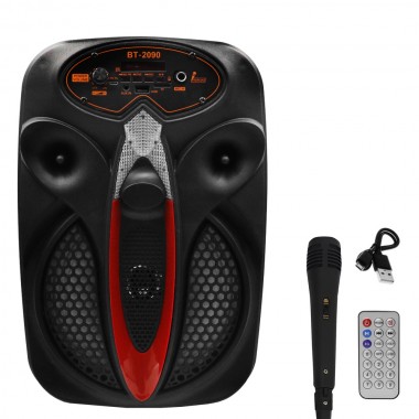 Σύστημα Karaoke 8" Bluetooth με Ενσύρματο Μικρόφωνο και FM, USB, AUX, TF BT-2090 Μαύρο