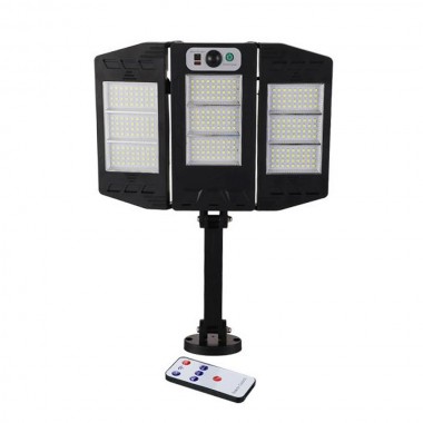 LED Αδιάβροχο Ηλιακό Επιτοίχιο Αναδιπλούμενο Φωτιστικό με Ανιχνευτή Κίνησης W795-3 Μαύρο