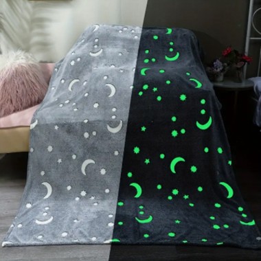 Παιδική Κουβέρτα 150×200εκ που Φωσφορίζει με Λαμπερά Φωσφορίζοντα Σχέδια – Γκρί
