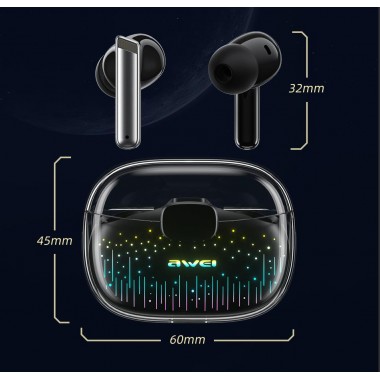 Ακουστικά Earbud Bluetooth Handsfree με Αντοχή στον Ιδρώτα και Θήκη Φόρτισης Awei T52 Pro Μαύρα