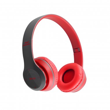 Ασύρματα/Ενσύρματα Παιδικά Ακουστικά Bluetoth - FM - AUX - MicroSD On Ear P47-BR Κόκκινα - Μαύρα