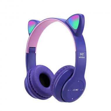 Ασύρματα/Ενσύρματα Παιδικά Ακουστικά Bluetoth - FM - AUX - MicroSD On Ear P47M-P Μωβ
