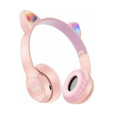Ασύρματα/Ενσύρματα Παιδικά Ακουστικά Bluetoth - FM - AUX - MicroSD On Ear P47M-P Ροζ