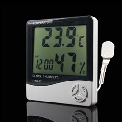 Ρολόι Ξυπνητήρι, Θερμόμετρο, Υγρόμετρο, Εσωτερικού – Εξωτερικού Χώρου HUM-HTC-2