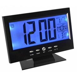 Ρολόι Με Ξυπνητήρι, Αισθητήρα Ήχου, LCD Οθόνη, Θερμοκρασία Voice Control Back-Light LCD Clock – OEM DS-8082
