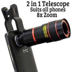 Μινι Τηλεσκόπιο – Μονόκυαλο 8x και για Κινητό Τηλέφωνο 2 σε 1 – Οπτικός Τηλεφακός Ζουμ