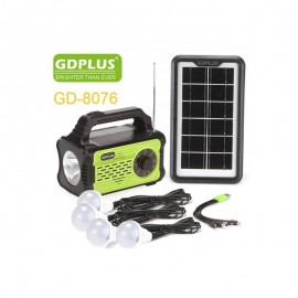 Ηλιακό Σύστημα Φωτισμού με Μπαταρία / Ραδιόφωνο FM USB GD-8076